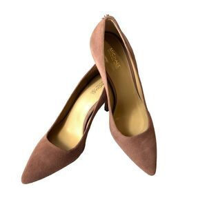Michael Kors Womens Sz 7 M Light Mauve Suede Stiletto Heels Slip On Classic Pump